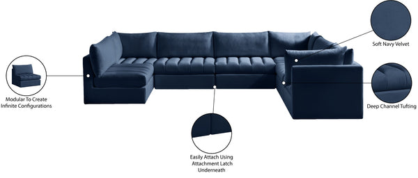 Jacob Velvet / Engineered Wood / Foam Contemporary Navy Velvet Modular Sectional - 140" W x 104" D x 32" H