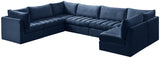 Jacob Velvet / Engineered Wood / Foam Contemporary Navy Velvet Modular Sectional - 140" W x 104" D x 32" H