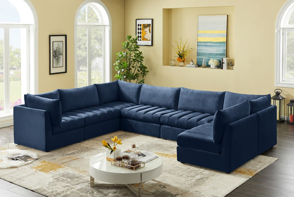 Jacob Velvet / Engineered Wood / Foam Contemporary Navy Velvet Modular Sectional - 140" W x 104" D x 32" H