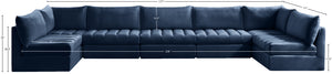 Jacob Velvet / Engineered Wood / Foam Contemporary Navy Velvet Modular Sectional - 177" W x 71" D x 32" H