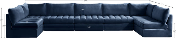 Jacob Velvet / Engineered Wood / Foam Contemporary Navy Velvet Modular Sectional - 177" W x 71" D x 32" H