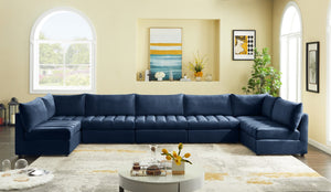 Jacob Velvet / Engineered Wood / Foam Contemporary Navy Velvet Modular Sectional - 177" W x 71" D x 32" H