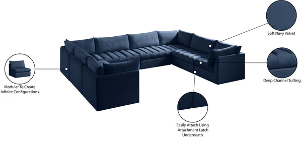 Jacob Velvet / Engineered Wood / Foam Contemporary Navy Velvet Modular Sectional - 140" W x 104" D x 32" H
