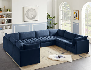 Jacob Velvet / Engineered Wood / Foam Contemporary Navy Velvet Modular Sectional - 140" W x 104" D x 32" H