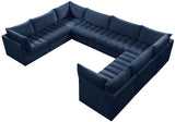 Jacob Velvet / Engineered Wood / Foam Contemporary Navy Velvet Modular Sectional - 140" W x 104" D x 32" H