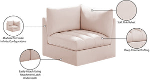 Jacob Velvet / Engineered Wood / Foam Contemporary Pink Velvet Corner - 33" W x 34" D x 32" H