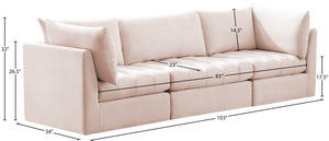 Jacob Velvet / Engineered Wood / Foam Contemporary Pink Velvet Modular Sofa - 103" W x 34" D x 32" H