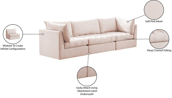 Jacob Velvet / Engineered Wood / Foam Contemporary Pink Velvet Modular Sofa - 103" W x 34" D x 32" H