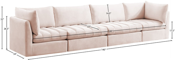 Jacob Velvet / Engineered Wood / Foam Contemporary Pink Velvet Modular Sofa - 140" W x 34" D x 32" H