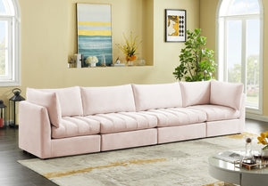 Jacob Velvet / Engineered Wood / Foam Contemporary Pink Velvet Modular Sofa - 140" W x 34" D x 32" H