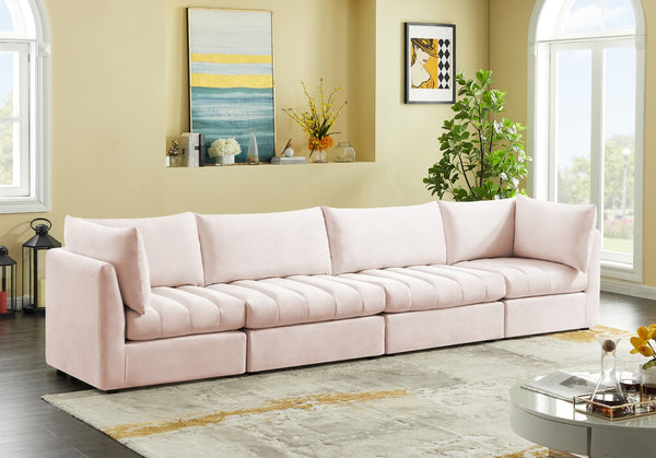 Jacob Velvet / Engineered Wood / Foam Contemporary Pink Velvet Modular Sofa - 140" W x 34" D x 32" H