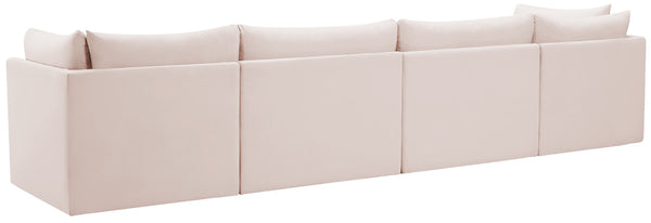 Jacob Velvet / Engineered Wood / Foam Contemporary Pink Velvet Modular Sofa - 140" W x 34" D x 32" H