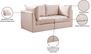 Jacob Velvet / Engineered Wood / Foam Contemporary Pink Velvet Modular Sofa - 66" W x 34" D x 32" H