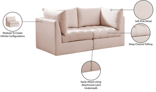 Jacob Velvet / Engineered Wood / Foam Contemporary Pink Velvet Modular Sofa - 66" W x 34" D x 32" H