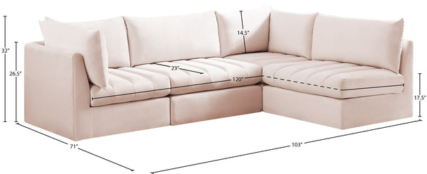 Jacob Velvet / Engineered Wood / Foam Contemporary Pink Velvet Modular Sectional - 103" W x 71" D x 32" H