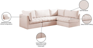 Jacob Velvet / Engineered Wood / Foam Contemporary Pink Velvet Modular Sectional - 103" W x 71" D x 32" H
