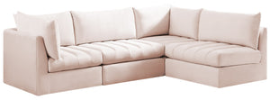 Jacob Velvet / Engineered Wood / Foam Contemporary Pink Velvet Modular Sectional - 103" W x 71" D x 32" H