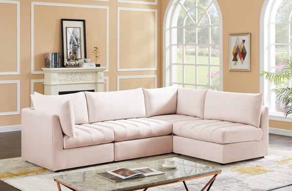 Jacob Velvet / Engineered Wood / Foam Contemporary Pink Velvet Modular Sectional - 103" W x 71" D x 32" H