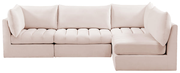 Jacob Velvet / Engineered Wood / Foam Contemporary Pink Velvet Modular Sectional - 103" W x 71" D x 32" H