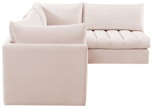 Jacob Velvet / Engineered Wood / Foam Contemporary Pink Velvet Modular Sectional - 103" W x 71" D x 32" H