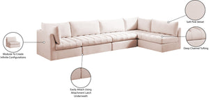 Jacob Velvet / Engineered Wood / Foam Contemporary Pink Velvet Modular Sectional - 140" W x 71" D x 32" H