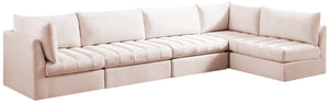 Jacob Velvet / Engineered Wood / Foam Contemporary Pink Velvet Modular Sectional - 140" W x 71" D x 32" H