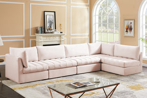 Jacob Velvet / Engineered Wood / Foam Contemporary Pink Velvet Modular Sectional - 140" W x 71" D x 32" H