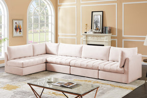 Jacob Velvet / Engineered Wood / Foam Contemporary Pink Velvet Modular Sectional - 140" W x 71" D x 32" H