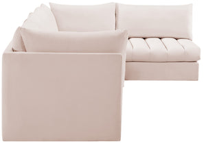 Jacob Velvet / Engineered Wood / Foam Contemporary Pink Velvet Modular Sectional - 140" W x 71" D x 32" H