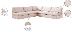 Jacob Velvet / Engineered Wood / Foam Contemporary Pink Velvet Modular Sectional - 107" W x 108" D x 32" H