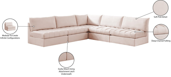 Jacob Velvet / Engineered Wood / Foam Contemporary Pink Velvet Modular Sectional - 107" W x 108" D x 32" H