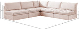 Jacob Velvet / Engineered Wood / Foam Contemporary Pink Velvet Modular Sectional - 107" W x 108" D x 32" H