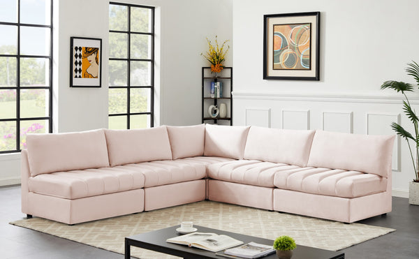Jacob Velvet / Engineered Wood / Foam Contemporary Pink Velvet Modular Sectional - 107" W x 108" D x 32" H