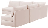 Jacob Velvet / Engineered Wood / Foam Contemporary Pink Velvet Modular Sectional - 107" W x 108" D x 32" H