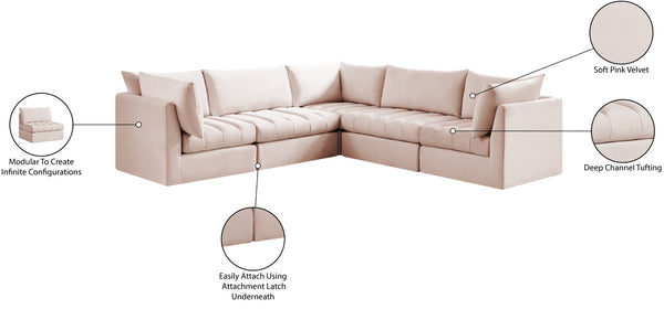 Jacob Velvet / Engineered Wood / Foam Contemporary Pink Velvet Modular Sectional - 103" W x 104" D x 32" H