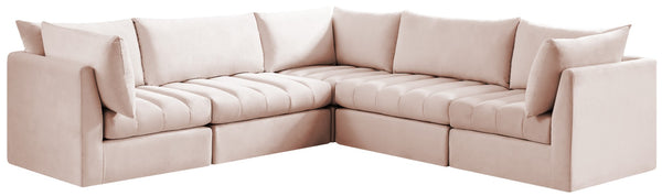 Jacob Velvet / Engineered Wood / Foam Contemporary Pink Velvet Modular Sectional - 103" W x 104" D x 32" H