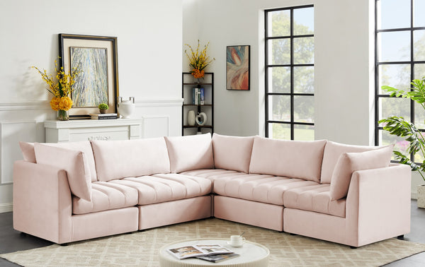 Jacob Velvet / Engineered Wood / Foam Contemporary Pink Velvet Modular Sectional - 103" W x 104" D x 32" H