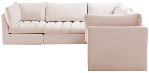 Jacob Velvet / Engineered Wood / Foam Contemporary Pink Velvet Modular Sectional - 103" W x 104" D x 32" H