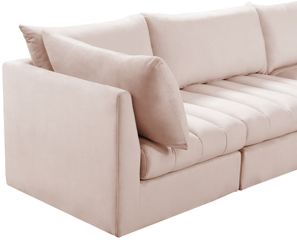Jacob Velvet / Engineered Wood / Foam Contemporary Pink Velvet Modular Sectional - 103" W x 104" D x 32" H