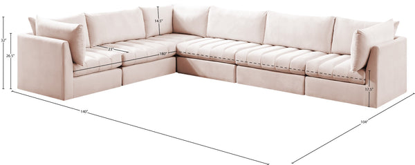 Jacob Velvet / Engineered Wood / Foam Contemporary Pink Velvet Modular Sectional - 140" W x 104" D x 32" H