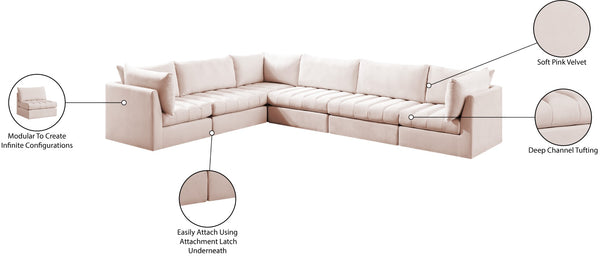 Jacob Velvet / Engineered Wood / Foam Contemporary Pink Velvet Modular Sectional - 140" W x 104" D x 32" H