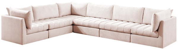 Jacob Velvet / Engineered Wood / Foam Contemporary Pink Velvet Modular Sectional - 140" W x 104" D x 32" H