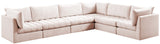 Jacob Velvet / Engineered Wood / Foam Contemporary Pink Velvet Modular Sectional - 140" W x 104" D x 32" H