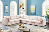 Jacob Velvet / Engineered Wood / Foam Contemporary Pink Velvet Modular Sectional - 140" W x 104" D x 32" H