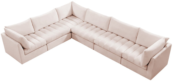 Jacob Velvet / Engineered Wood / Foam Contemporary Pink Velvet Modular Sectional - 140" W x 104" D x 32" H