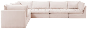Jacob Velvet / Engineered Wood / Foam Contemporary Pink Velvet Modular Sectional - 140" W x 104" D x 32" H