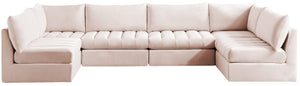 Jacob Velvet / Engineered Wood / Foam Contemporary Pink Velvet Modular Sectional - 140" W x 71" D x 32" H