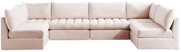 Jacob Velvet / Engineered Wood / Foam Contemporary Pink Velvet Modular Sectional - 140" W x 71" D x 32" H