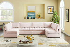 Jacob Velvet / Engineered Wood / Foam Contemporary Pink Velvet Modular Sectional - 140" W x 71" D x 32" H