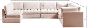Jacob Velvet / Engineered Wood / Foam Contemporary Pink Velvet Modular Sectional - 140" W x 104" D x 32" H